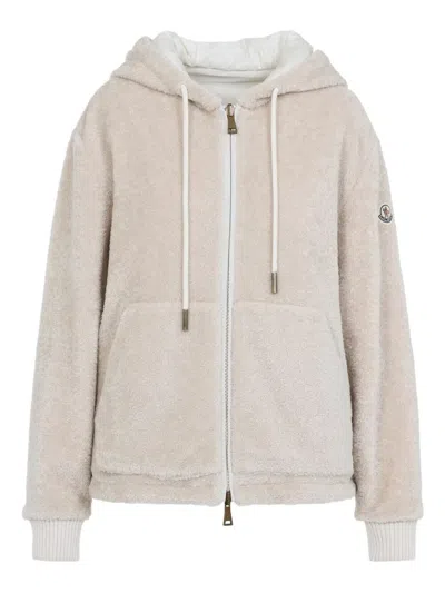 Moncler Teddy And Nylon Reversible Padded Hoodie Clothing In Neutral