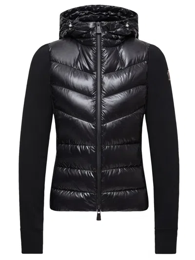 Moncler Grenoble Felpa Imbottita In Pile Con Zip E Cappuccio In Black