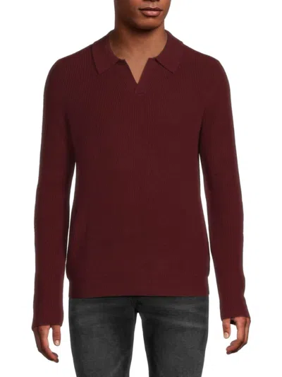 Saks Fifth Avenue Men's Cotton-blend Long-sleeve Polo Shirt In Burgundy