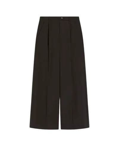 Sportmax Oversized Stretch Wool Trousers - Dark Brown In Black