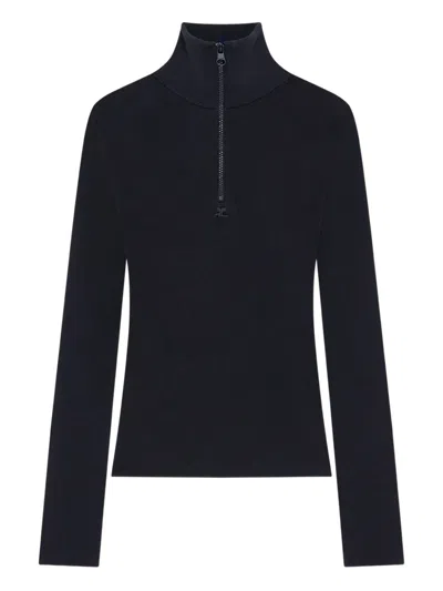 Courrèges Courregès Midnight Blue Wool Sweater In Blue