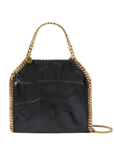 Stella Mccartney Falabella Crocodile-embossed Mini Tote In Black