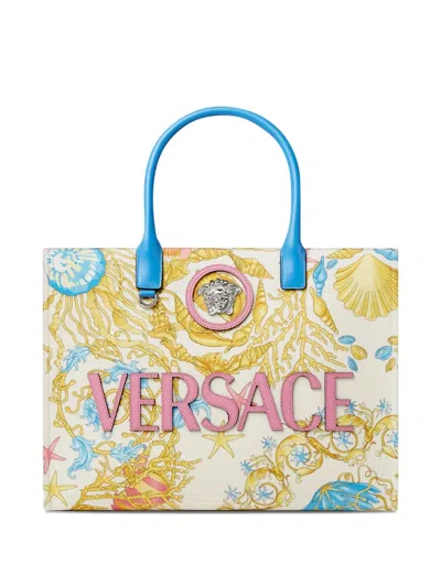 Versace Underwater Tote Bag With Baroque Pattern In Multi