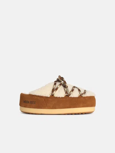 Moonboot 'evx' Slippers In Shearling Whisky In Brown