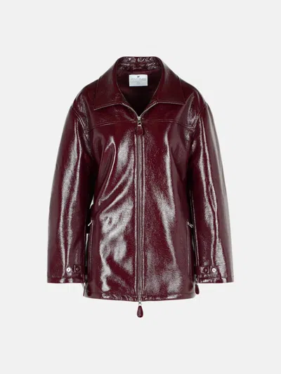 Courrèges 'vinyl' Burgundy Cotton Blend Jacket In Burgundy