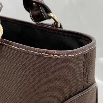 Pre-owned Celine Brown Leather Canvas Handbag Tote Bag ()