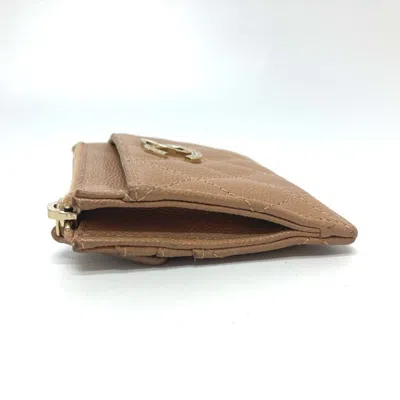 Pre-owned Chanel Beige Grained Calfskin Wallet (bi-fold) () In Sand