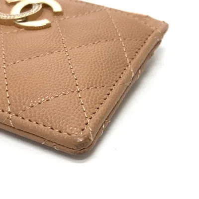 Pre-owned Chanel Beige Grained Calfskin Wallet (bi-fold) () In Sand