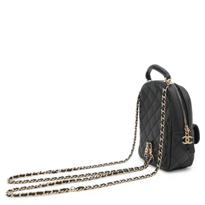 Pre-owned Chanel Black Grained Calfskin Backpack ()
