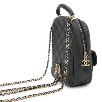 Pre-owned Chanel Black Grained Calfskin Backpack ()