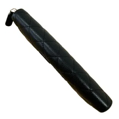 Pre-owned Chanel Black Grained Calfskin Long Wallet (bi-fold) ()