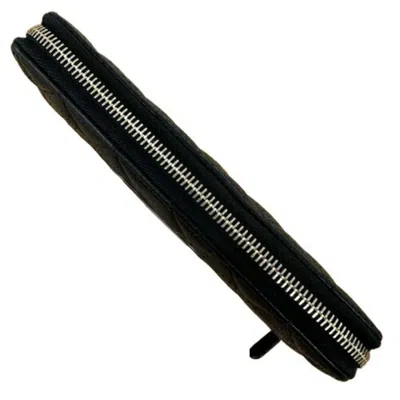 Pre-owned Chanel Black Grained Calfskin Long Wallet (bi-fold) ()