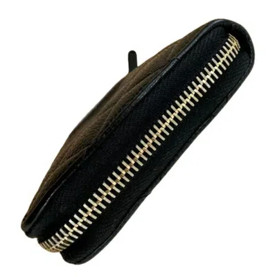 Pre-owned Chanel Black Grained Calfskin Long Wallet (bi-fold) ()