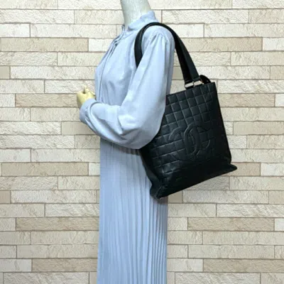 Pre-owned Chanel Black Leather Tote Bag ()