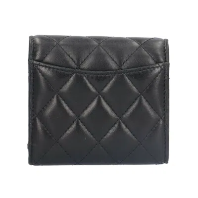 Pre-owned Chanel Black Leather Wallet (tri-fold) ()