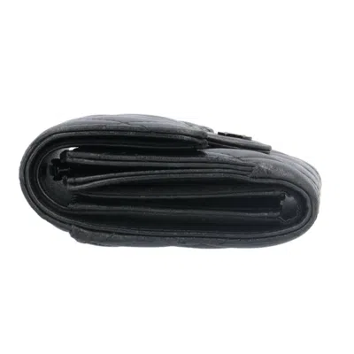Pre-owned Chanel Black Leather Wallet (tri-fold) ()