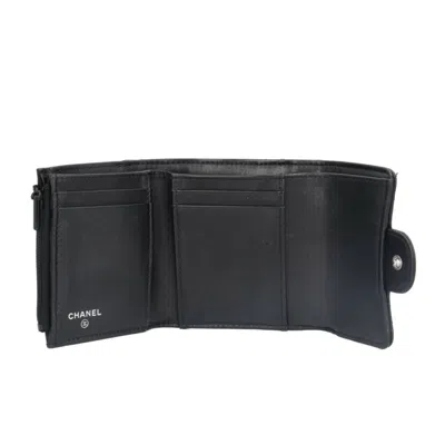 Pre-owned Chanel Black Leather Wallet (tri-fold) ()