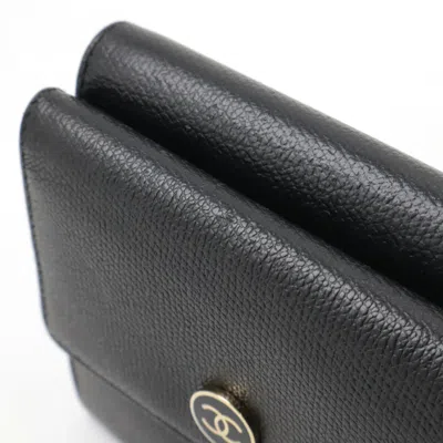 Pre-owned Chanel Black Leather Wallet (tri-fold) ()