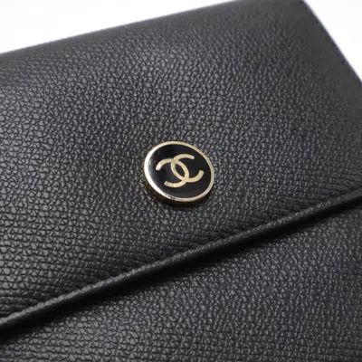 Pre-owned Chanel Black Leather Wallet (tri-fold) ()