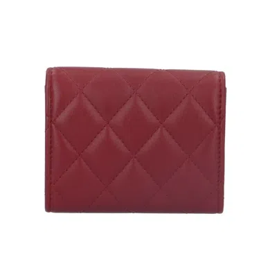 Pre-owned Chanel Bordeaux Red Color Leather Coin Purse/coin Case () In Burgundy