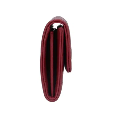 Pre-owned Chanel Bordeaux Red Color Leather Coin Purse/coin Case () In Burgundy