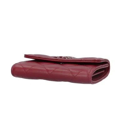 Pre-owned Chanel Bordeaux Red Color Leather Coin Purse/coin Case () In Burgundy