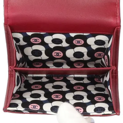 Pre-owned Chanel Bordeaux Red Color Leather Coin Purse/coin Case () In Burgundy