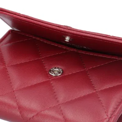 Pre-owned Chanel Bordeaux Red Color Leather Coin Purse/coin Case () In Burgundy