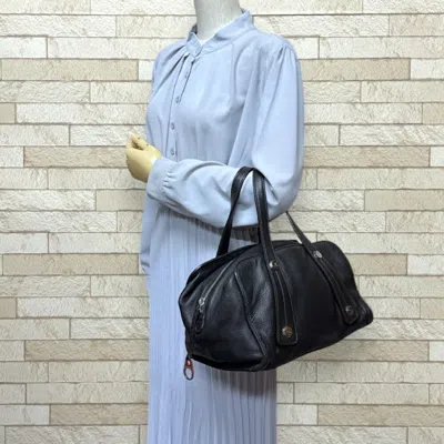 Pre-owned Chanel Brown Leather Boston Bag Handbag ()