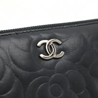 Pre-owned Chanel Camellia Black Coin Purse/coin Case ()