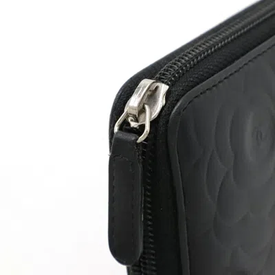 Pre-owned Chanel Camellia Black Coin Purse/coin Case ()