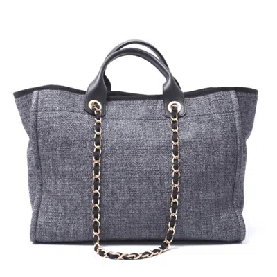 Pre-owned Chanel Gray Raffia Tote Bag ()