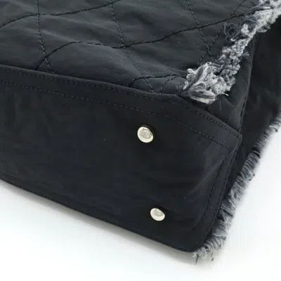 Pre-owned Chanel Matelasse Black Nylon Canvas Leather Shoulder Bag Tote Bag ()