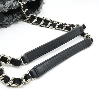 Pre-owned Chanel Matelasse Black Nylon Canvas Leather Shoulder Bag Tote Bag ()