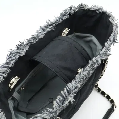 Pre-owned Chanel Matelasse Black Nylon Canvas Leather Shoulder Bag Tote Bag ()