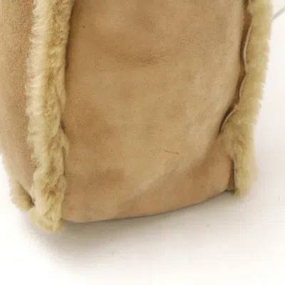 Pre-owned Chanel Mouton Beige Black Suede Handbag Tote Bag ()