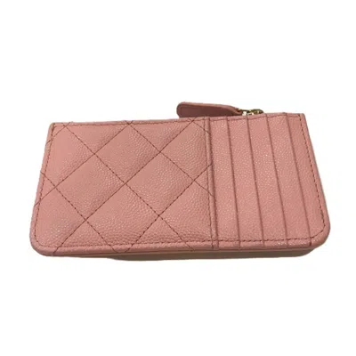 Pre-owned Chanel Pink Grained Calfskin Coin Purse/coin Case ()