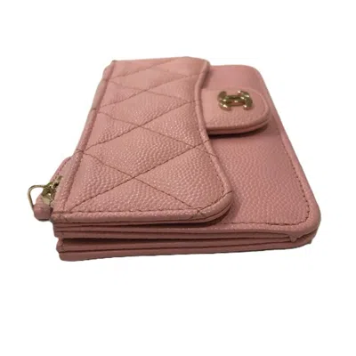 Pre-owned Chanel Pink Grained Calfskin Coin Purse/coin Case ()