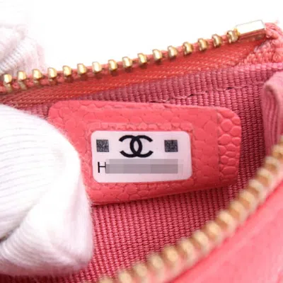 Pre-owned Chanel Pink Grained Calfskin Coin Purse/coin Case ()