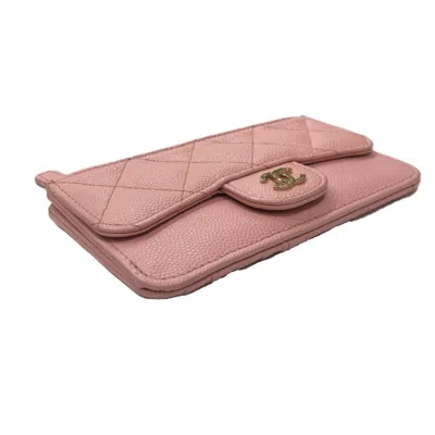 Pre-owned Chanel Pink Grained Calfskin Coin Purse/coin Case ()