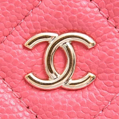 Pre-owned Chanel Pink Grained Calfskin Coin Purse/coin Case ()