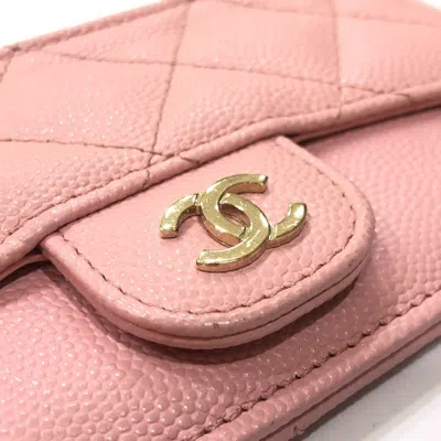 Pre-owned Chanel Pink Grained Calfskin Coin Purse/coin Case ()