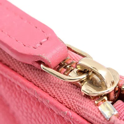 Pre-owned Chanel Pink Grained Calfskin Coin Purse/coin Case ()