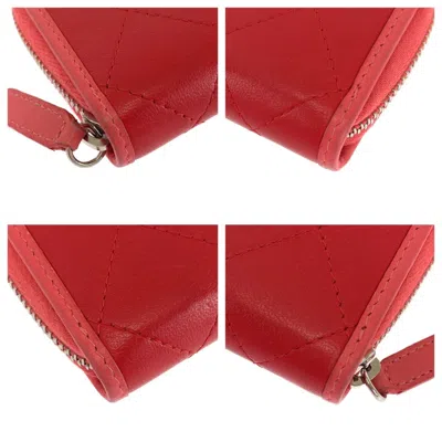 Pre-owned Chanel Pink Red Color Leather Coin Purse/coin Case () In Multi