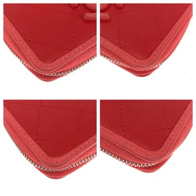 Pre-owned Chanel Pink Red Color Leather Coin Purse/coin Case () In Multi