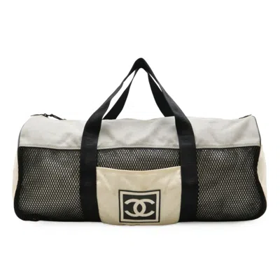 Pre-owned Chanel Sport Black Gray White Yellow Nylon Boston Bag Shoulder Bag ()
