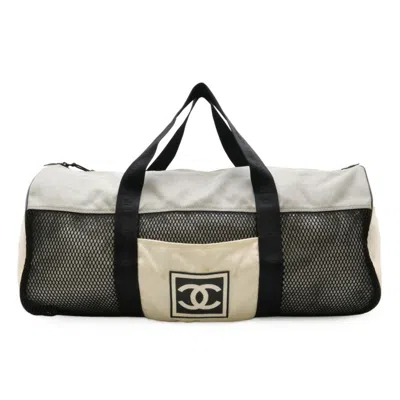 Pre-owned Chanel Sport Black Gray White Yellow Nylon Boston Bag Shoulder Bag ()