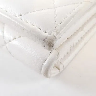 Pre-owned Chanel White Leather Middle Wallet (bi-fold) ()
