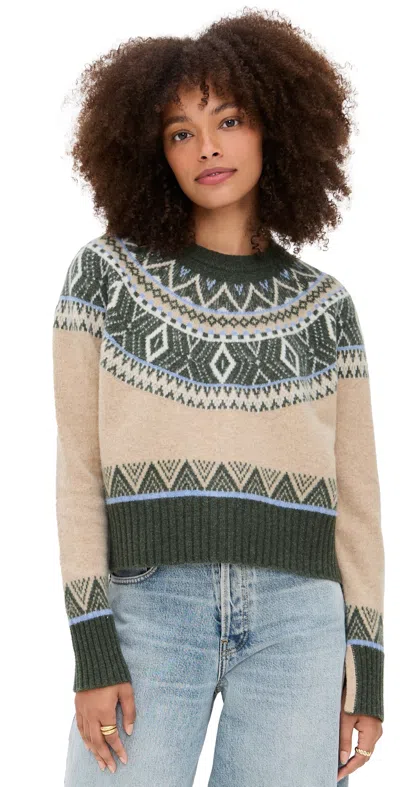 Stateside Fair Isle Button Sweater Thyme Multi In Green
