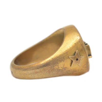 Pre-owned Dior Christian  Gold Metal Rhinestone Band Ring ()